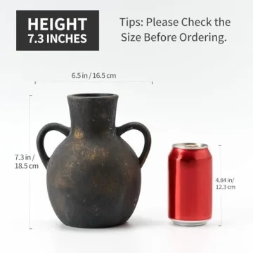 Rustic Ceramic Farmhouse Flower Vase with Handles