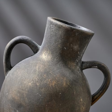 Rustic Ceramic Farmhouse Flower Vase with Handles