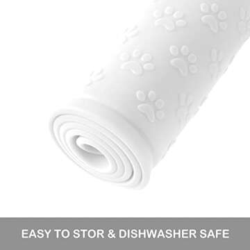 Coomazy Dog Food Mat, Silicone Waterproof Cat Feeding Mat Raised Edges, Nonslip Pet Placemat Bowl Tray to Stop Food Spills and Water Messes Out to Floor (Clear, M: 48x30cm/18.9x11.8in)