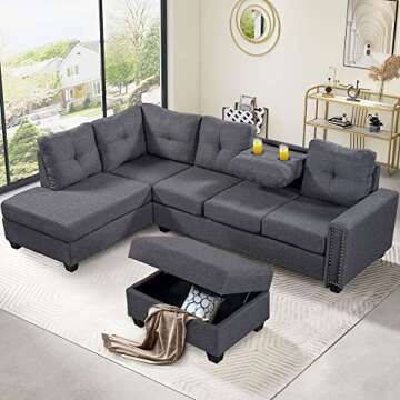 Merax 107.5" L-Shaped Sectional Sofa with Chaise