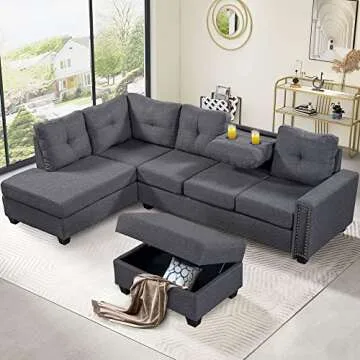 Merax 107.5" L-Shaped Sectional Sofa with Chaise