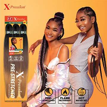 Sensationnel X-pression prestretched braiding hair - 3x braid 58 inch all kanekalon flame retardant synthetic braid for box braids and twists (1 pack, PURPLE)