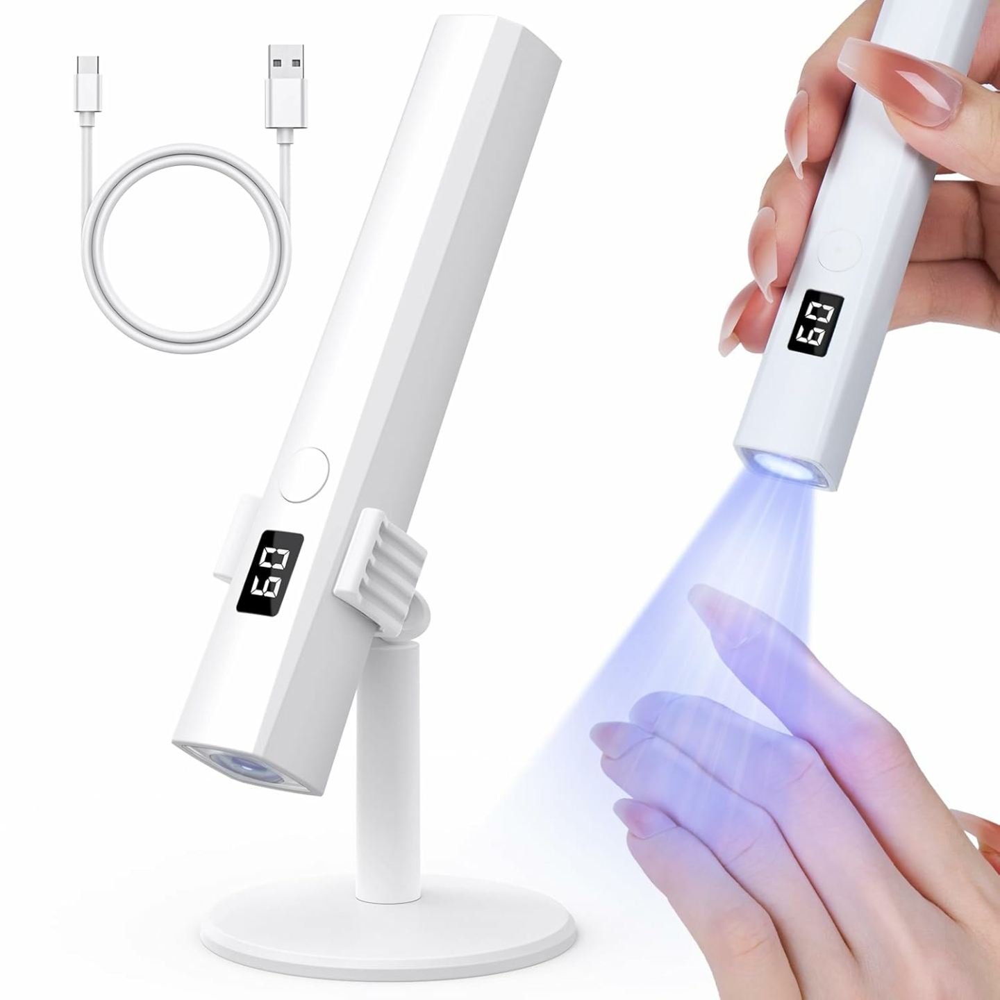 Handheld 5W UV Nail Lamp with Stand & LCD Screen