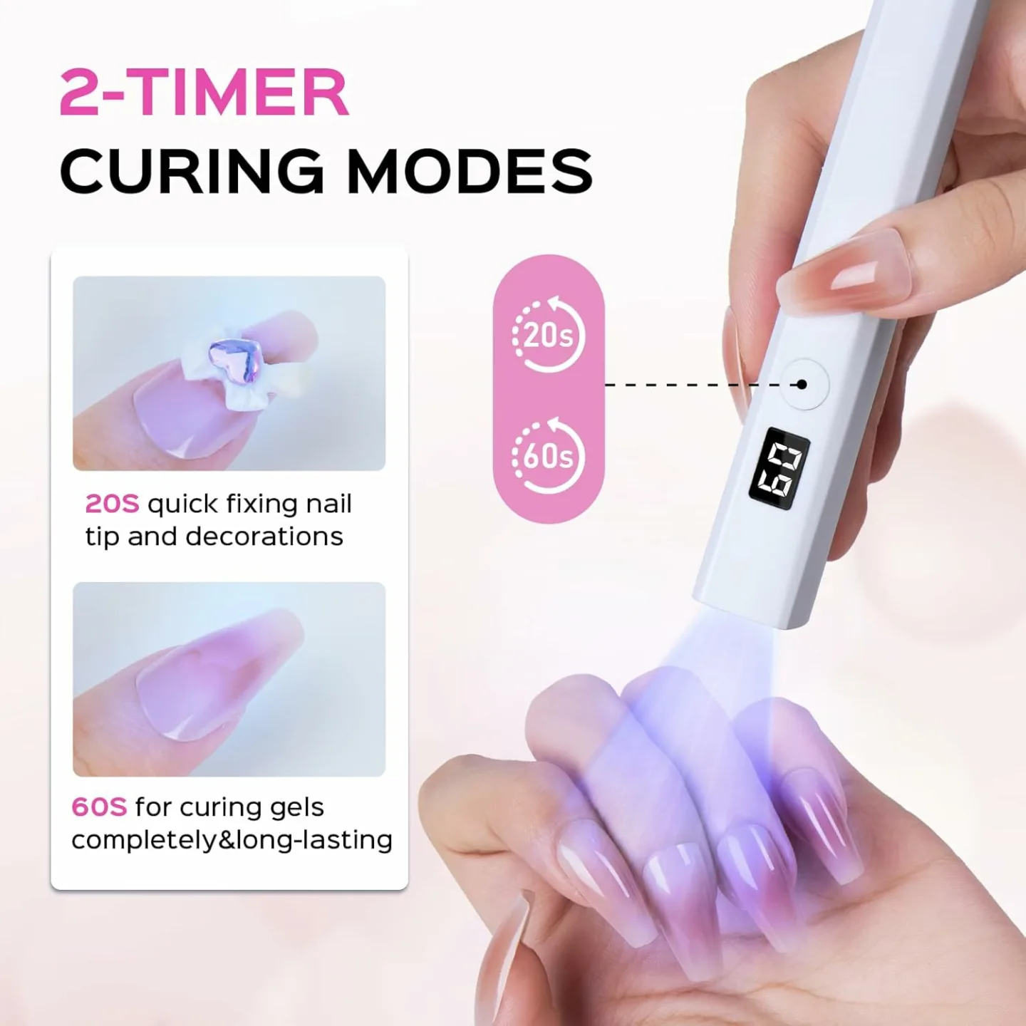 Handheld 5W UV Nail Lamp with Stand & LCD Screen