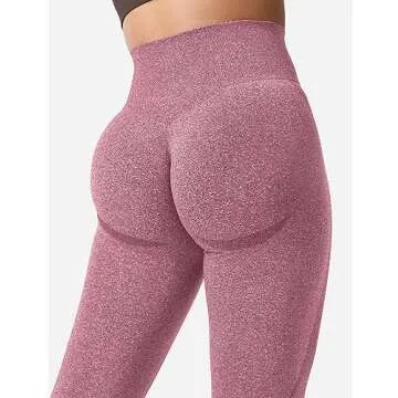YEOREO Women Seamless Workout Leggings Gym High Waist Smile Contour Yoga Pants Pink