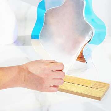 YUBAIHUI Aesthetic Makeup Mirror for Room Decor, Cute Rainbow Wavy Preppy Bedroom Decor, Irregular Vanity Mirror for Desk, Office, Home, Living Room and Minimal Spaces Gift for Women