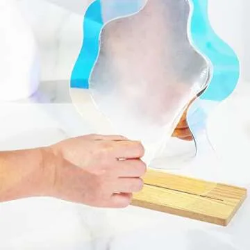 YUBAIHUI Aesthetic Makeup Mirror for Room Decor, Cute Rainbow Wavy Preppy Bedroom Decor, Irregular Vanity Mirror for Desk, Office, Home, Living Room and Minimal Spaces Gift for Women