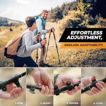 Foxelli Carbon Fiber Trekking Poles - Adjustable Lightweight Hiking Support