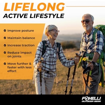 Foxelli Carbon Fiber Trekking Poles - Adjustable Lightweight Hiking Support