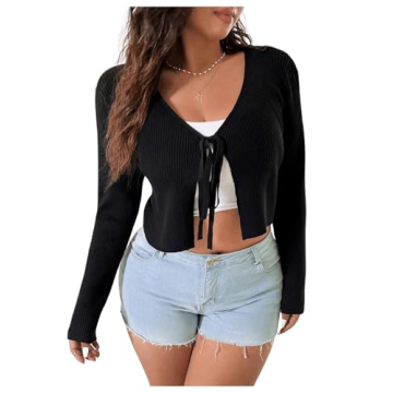 Floerns Women's Versatile Knitted Cropped Cardigan for Stylish Layering