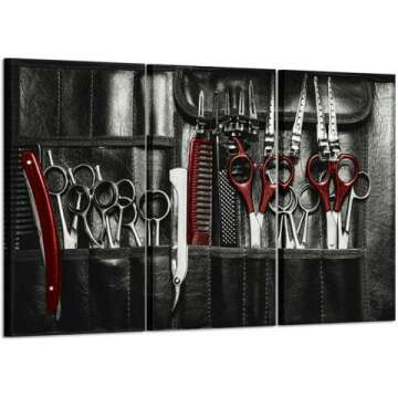 Kreative Arts Large 3 Piece Modern Vintage Barber Shop Canvas Art