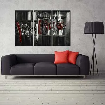 Vintage Barber Shop Tools Canvas Art Set - 3 Pieces
