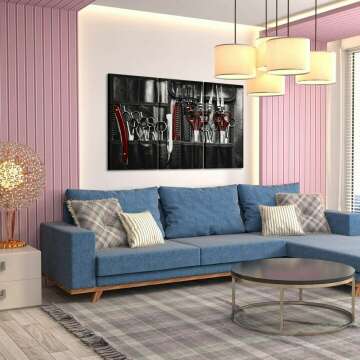 Vintage Barber Shop Tools Canvas Art Set - 3 Pieces