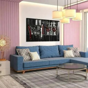 Vintage Barber Shop Tools Canvas Art Set - 3 Pieces