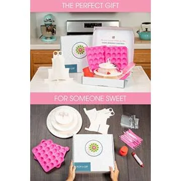 APRON HEROES- Complete Cake Pop Maker Kit, Nonstick, Silicone, Cake Pop Maker, Cake Pop Kit, with, Cake Pop Stand Holder, Cake Pop Molds, 120 Lollipop Sticks, Melting Pot, Decorating Pen, & Twist Ties