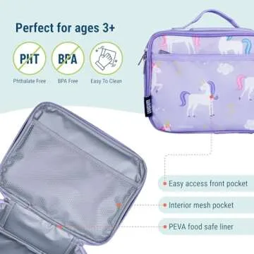 Wildkin Kids Insulated Lunch Box Bag for Boys & Girls, Reusable Kids Lunch Box is Perfect for Early Elementary Daycare School Travel, Ideal for Hot or Cold Snacks & Bento Boxes (Unicorn)