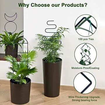 Wellsign Indoor Plant Trellis for Climbing Plants, 16inch Small Garden Metal Trellis for Potted Plan...