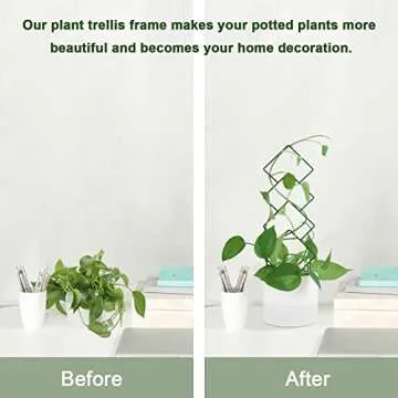 Wellsign Indoor Plant Trellis for Climbing Plants, 16inch Small Garden Metal Trellis for Potted Plants Outdoor with Different Patterns for Vine Ivy Flower Plant Support 4 Pack