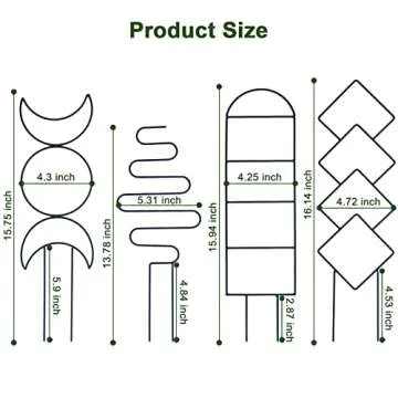 Wellsign Indoor Plant Trellis for Climbing Plants, 16inch Small Garden Metal Trellis for Potted Plants Outdoor with Different Patterns for Vine Ivy Flower Plant Support 4 Pack