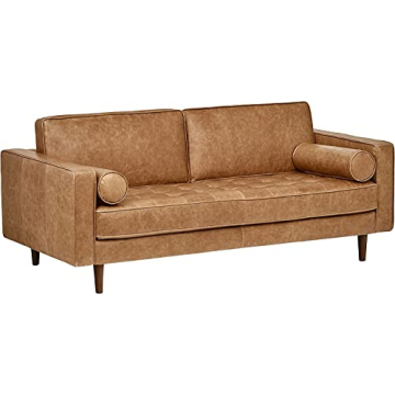 Rivet Aiden Mid-Century Modern Leather Loveseat 74"