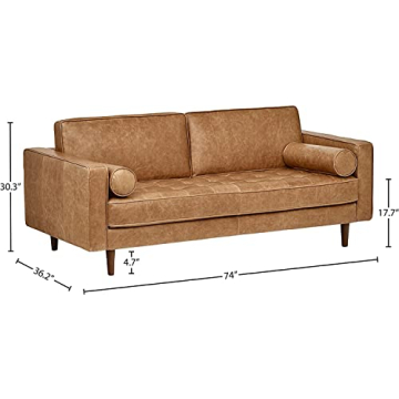 Rivet Aiden Mid-Century Modern Leather Loveseat 74"