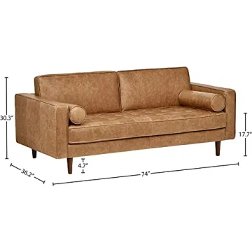 Rivet Aiden Mid-Century Modern Leather Loveseat 74"