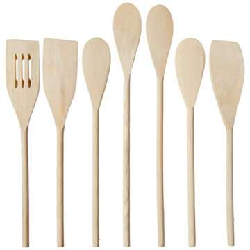 Mountain Woods 7 Piece Organic Wood Utensil Set, Spatula and Spoons | Eco-friendly Safe Kitchen Cook...