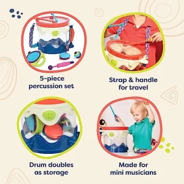 B. toys Musical Drum - 7 Instruments for Kids 18 Months +