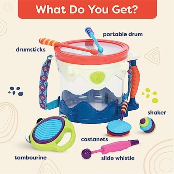 B. toys Musical Drum - 7 Instruments for Kids 18 Months +