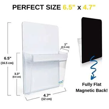 YES4QUALITY Magnetic Pen Holder for Refrigerator with Strong Magnetic Back (2 Pack), Dry Erase Marker Holder Ideal for Whiteboard & Fridge, Clear & White Pencil Cup