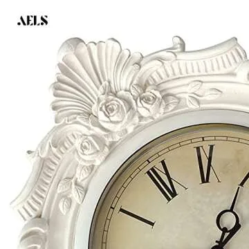 AELS 13x11 Inch Vintage Wall Clock, European Style Decorative Retro Wall Clock, Quality Quartz Battery Operated Hanging for Living Room Bedroom Office Décor, Distressed White Grey