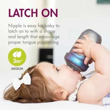 Boon Nursh Reusable Silicone Pouch Baby Bottles - Medium Flow Nipple - Silicone Baby Bottle Pouch and Nipple - Baby Feeding Essentials - Metallic - 3-6 Months - 3 Count - 8 Ounce