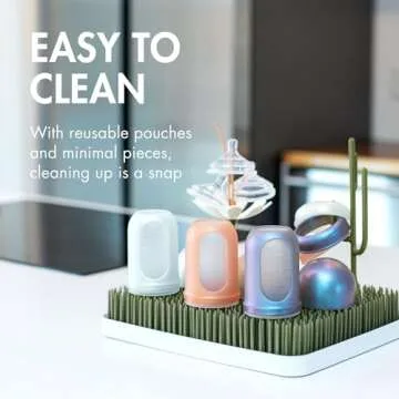 Boon Nursh Reusable Silicone Pouch Baby Bottles - Medium Flow Nipple - Silicone Baby Bottle Pouch and Nipple - Baby Feeding Essentials - Metallic - 3-6 Months - 3 Count - 8 Ounce