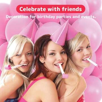 Prextex 75 Pink Party Balloons 12 Inch Pink Balloons with Matching Color Ribbon for Pink Theme Party...