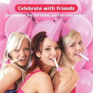 Prextex 75 Pink Party Balloons 12 Inch Pink Balloons with Matching Color Ribbon for Pink Theme Party...