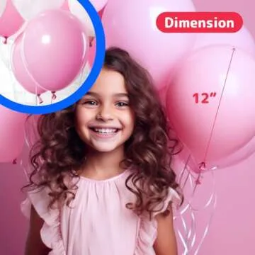 Prextex 75 Pink Party Balloons 12 Inch Pink Balloons with Matching Color Ribbon for Pink Theme Party Decoration, Weddings, Baby Shower, Birthday Parties Supplies or Arch Décor - Helium Quality