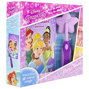 Disney Princess - Magic Wand Storybook and Toy Wand Set - Wand Plays 30 Magical Sounds - PI Kids