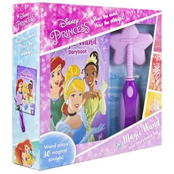 Disney Princess - Magic Wand Storybook and Toy Wand Set - Wand Plays 30 Magical Sounds - PI Kids