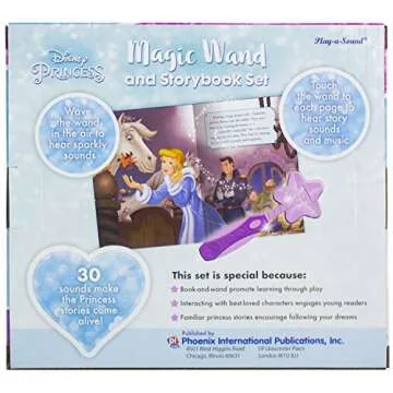 Disney Princess - Magic Wand Storybook and Toy Wand Set - Wand Plays 30 Magical Sounds - PI Kids