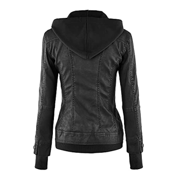 Stylish Women's Faux Leather Jacket with Hood by Made By Johnny