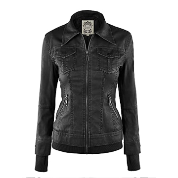Stylish Women's Faux Leather Jacket with Hood by Made By Johnny