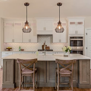 YUBOLE Vintage Cracked Glass Pendant Light in Copper