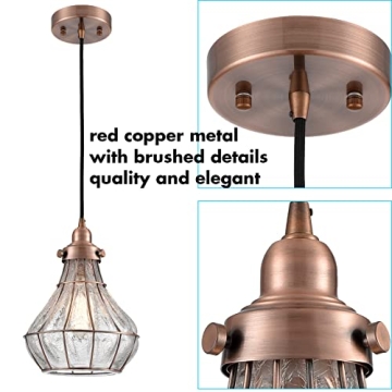 YUBOLE Vintage Cracked Glass Pendant Light in Copper