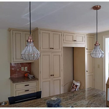 YUBOLE Vintage Cracked Glass Pendant Light in Copper