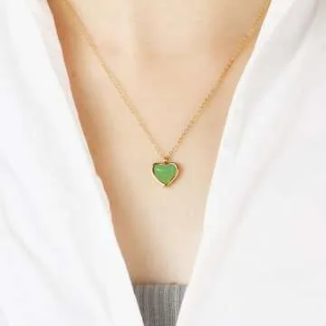 SmileBelle Green Heart Necklace - Unique Jade Jewelry