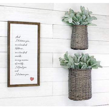 AuldHome Rustic Wall Hanging Baskets Set of 2 Gray