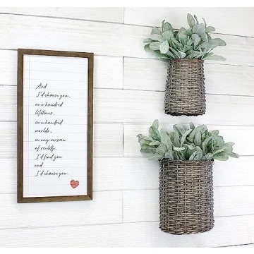 AuldHome Rustic Wall Hanging Baskets Set of 2 Gray