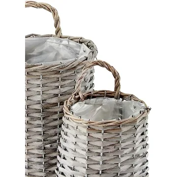 AuldHome Rustic Wall Hanging Baskets Set of 2 Gray