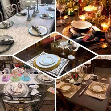 Efavormart 8 Pack - 13" Gold Glass Charger Plates Reusable Rim Charger Plates Spray Design Plates - Perfect for Wedding, Party Decorations, Banquet, Upscale Occasions, Birthday Celebrations