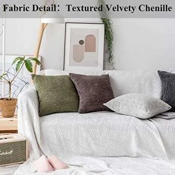 Home Brilliant Textured Throw Pillow Covers Chenille Stripe Velvet Pillowcases for Home Decoriation,...